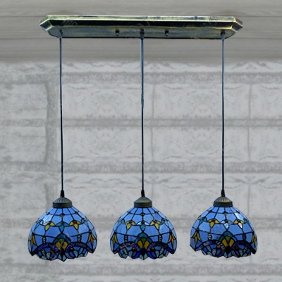 blue stained glass pendant light