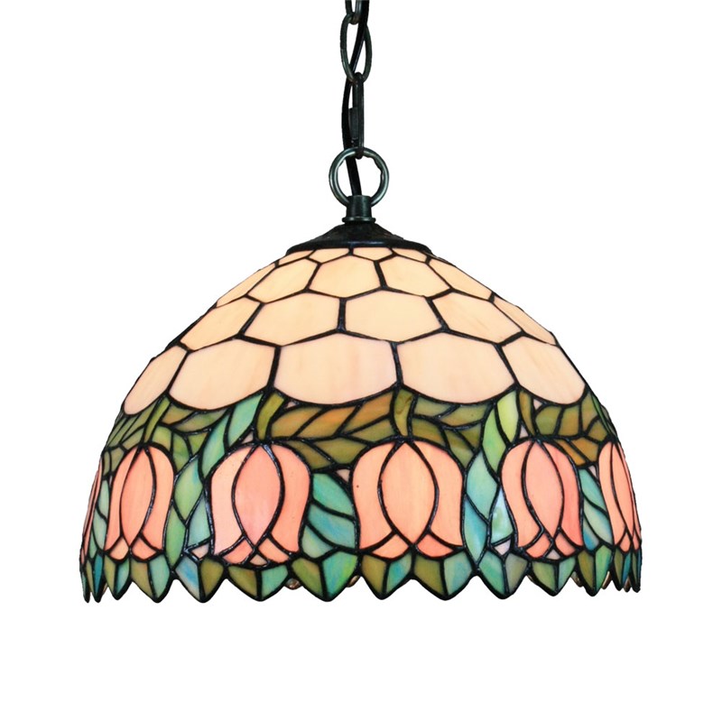 12inch European Pastoral Retro Style Pendant Light Pink Flower Pattern ...